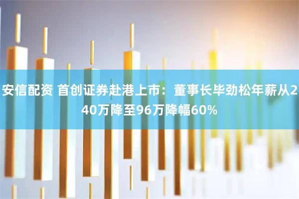 安信配资 首创证券赴港上市：董事长毕劲松年薪从240万降至96万降幅60%